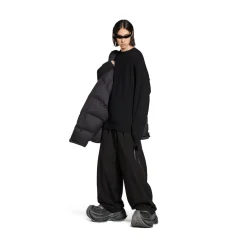 Men's Stretched Crewneck Sweater in Black