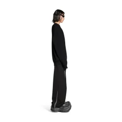 Men's Stretched Crewneck Sweater in Black