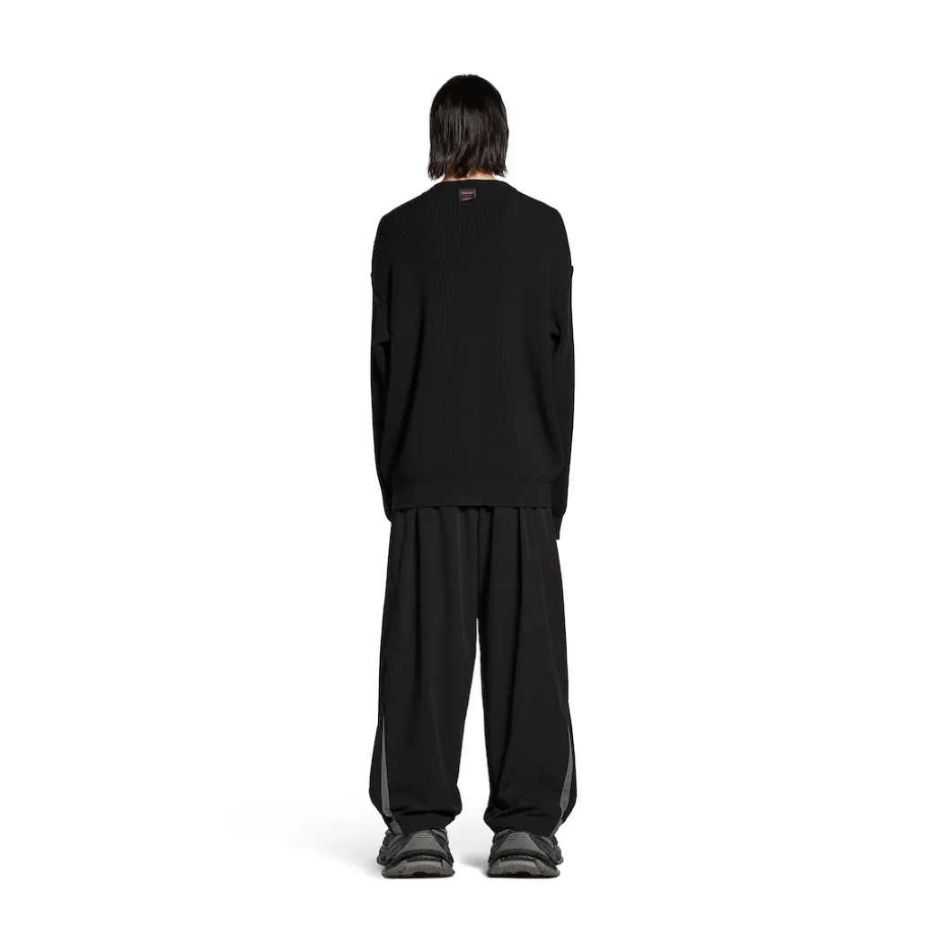 Men's Stretched Crewneck Sweater in Black