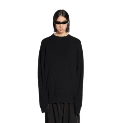 Men's Stretched Crewneck Sweater in Black