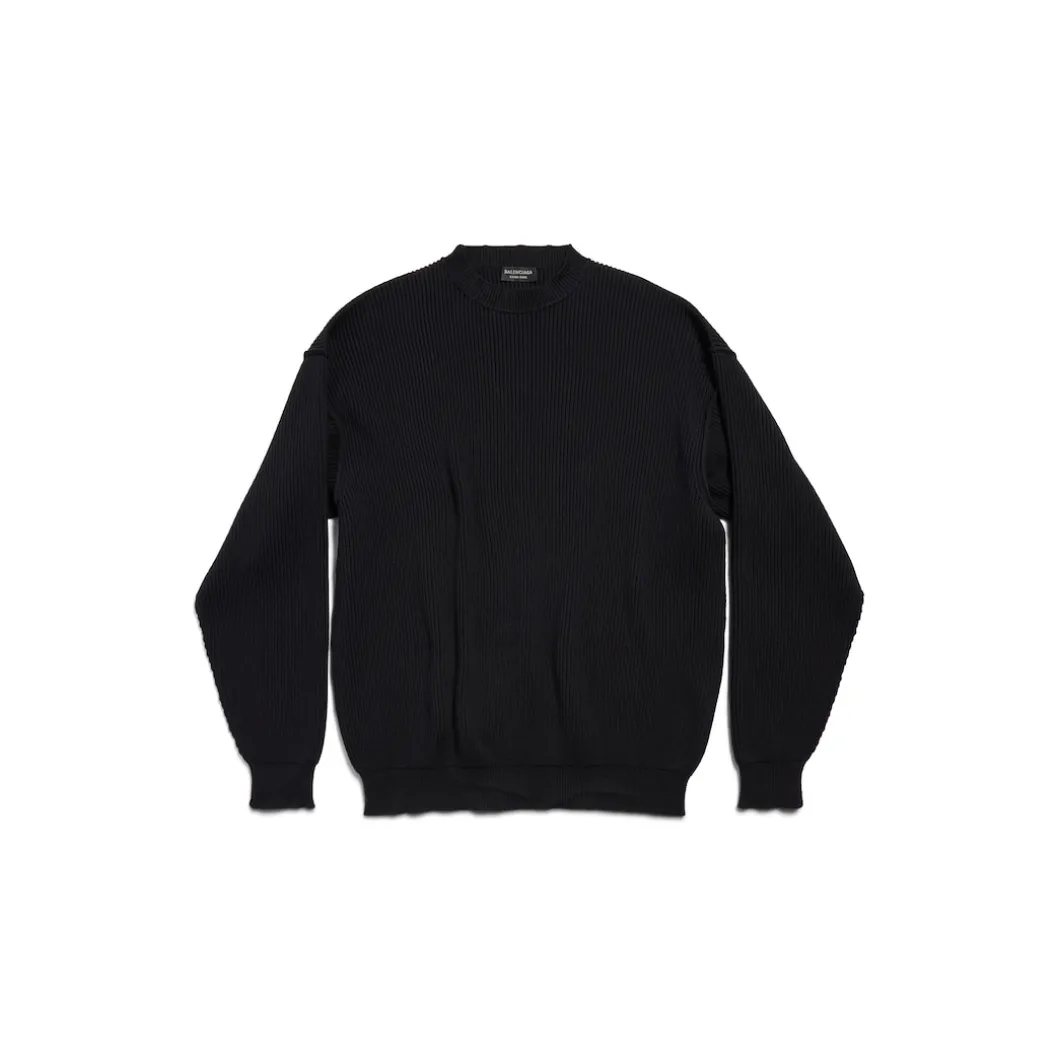 Men's Stretched Crewneck Sweater in Black