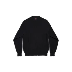 Men's Stretched Crewneck Sweater in Black