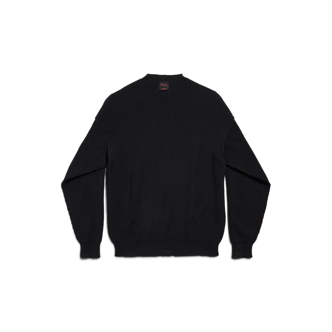Men's Stretched Crewneck Sweater in Black