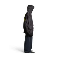 Men's Tape Type Light Hooded Bomber in Black