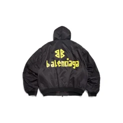 Men's Tape Type Light Hooded Bomber in Black