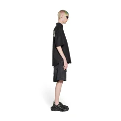 Men's Tape Type Short Sleeve Shirt Large Fit in Black
