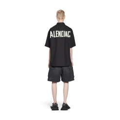 Men's Tape Type Short Sleeve Shirt Large Fit in Black