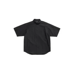 Men's Tape Type Short Sleeve Shirt Large Fit in Black
