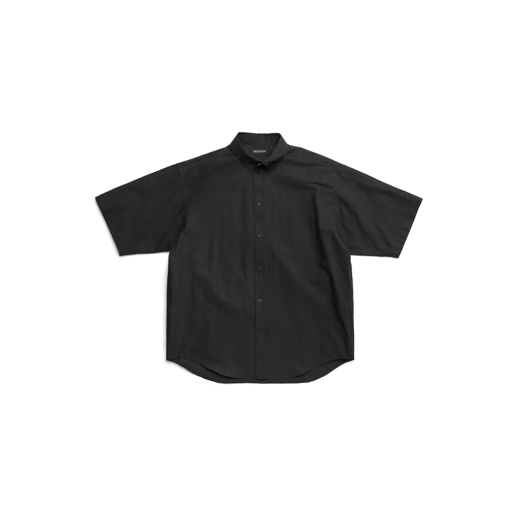 Men's Tape Type Short Sleeve Shirt Large Fit in Black