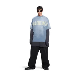 Men's Tape Type T-shirt Medium Fit in Faded Blue