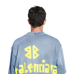 Men's Tape Type T-shirt Medium Fit in Faded Blue