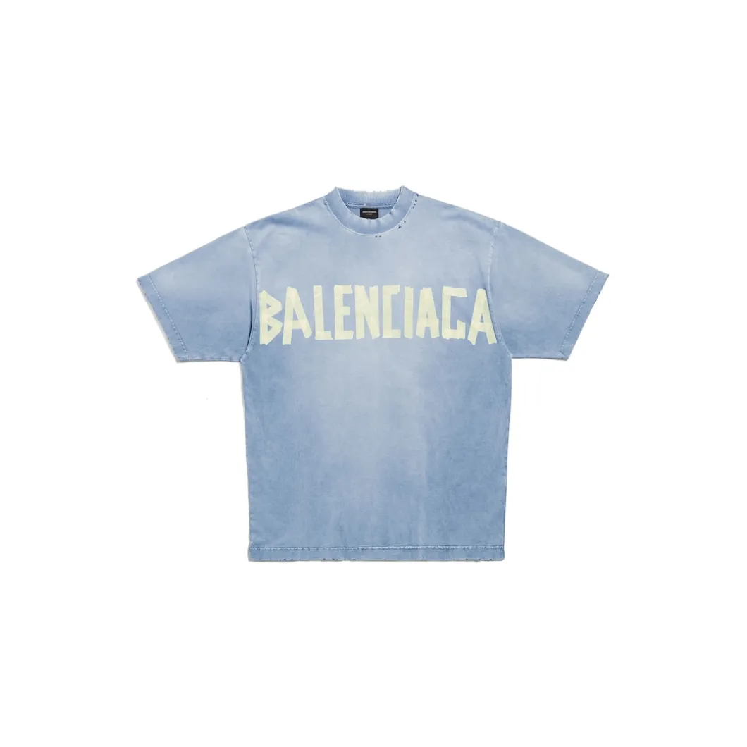 Men's Tape Type T-shirt Medium Fit in Faded Blue