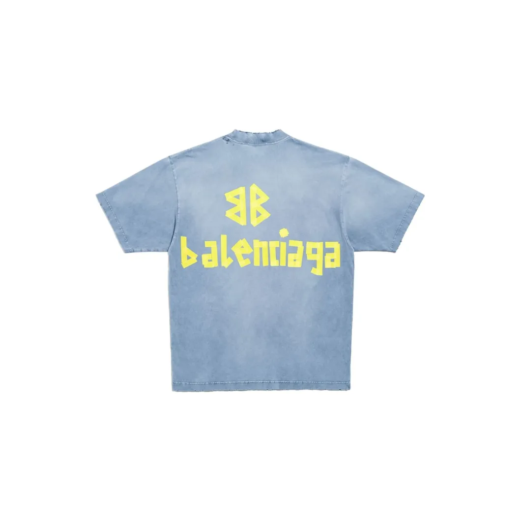 Men's Tape Type T-shirt Medium Fit in Faded Blue