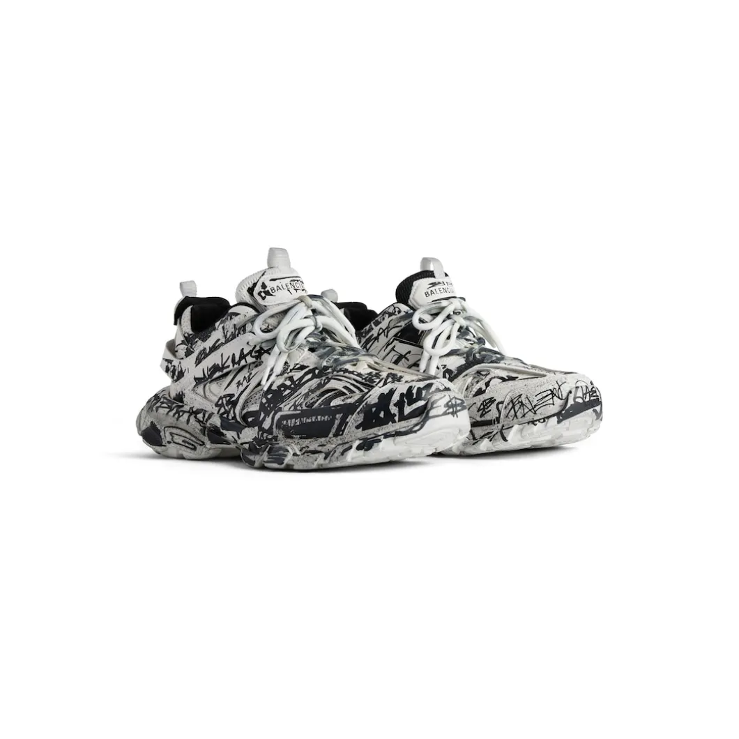 Men's Track Graffiti Sneaker in White/black