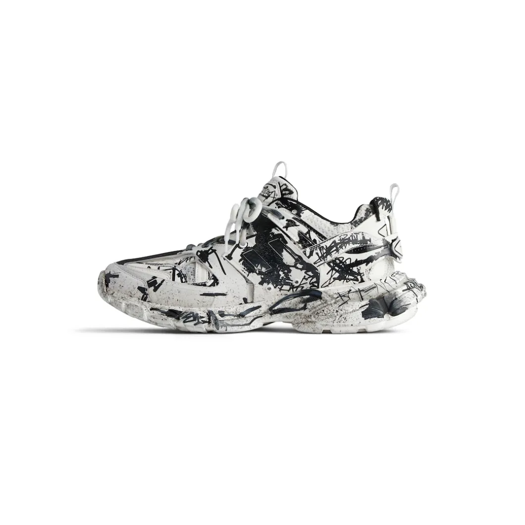 Men's Track Graffiti Sneaker in White/black