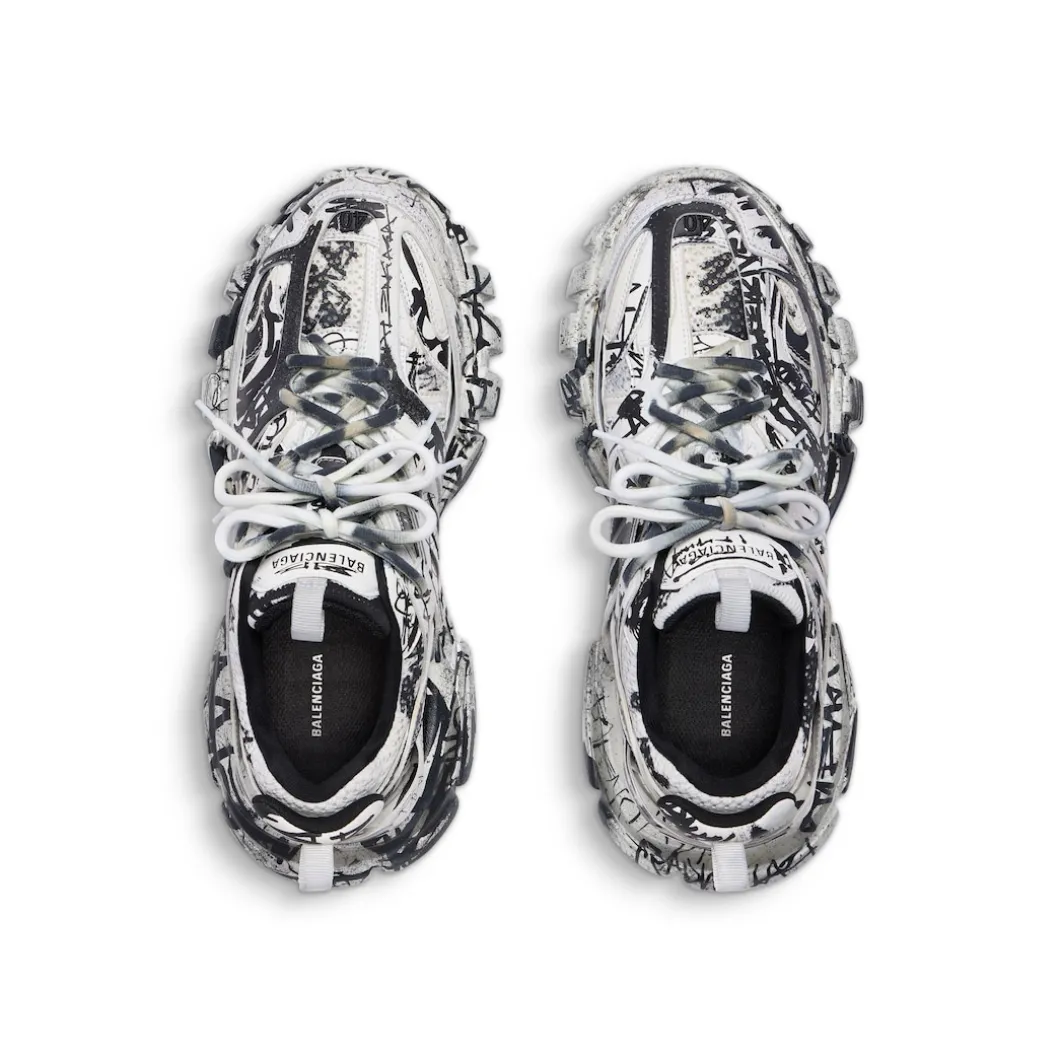 Men's Track Graffiti Sneaker in White/black