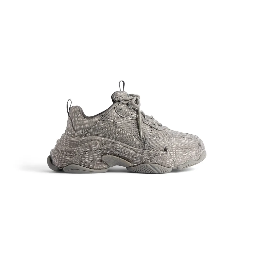 Men's Triple S Sneaker With Rhinestones in Dark Grey