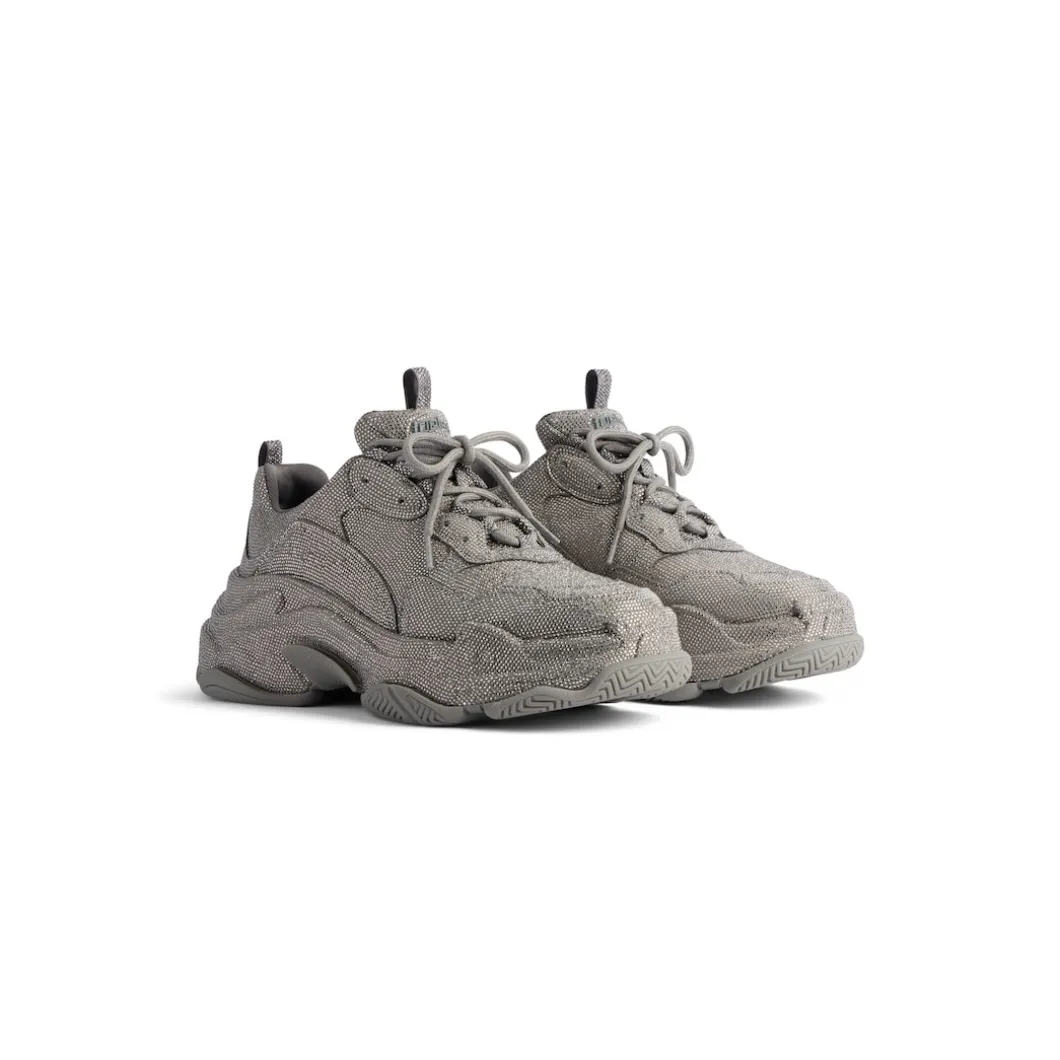 Men's Triple S Sneaker With Rhinestones in Dark Grey