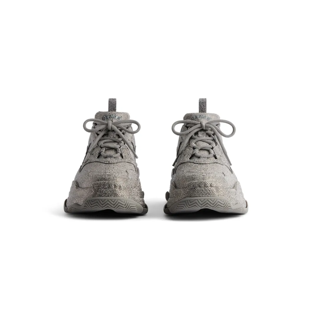 Men's Triple S Sneaker With Rhinestones in Dark Grey
