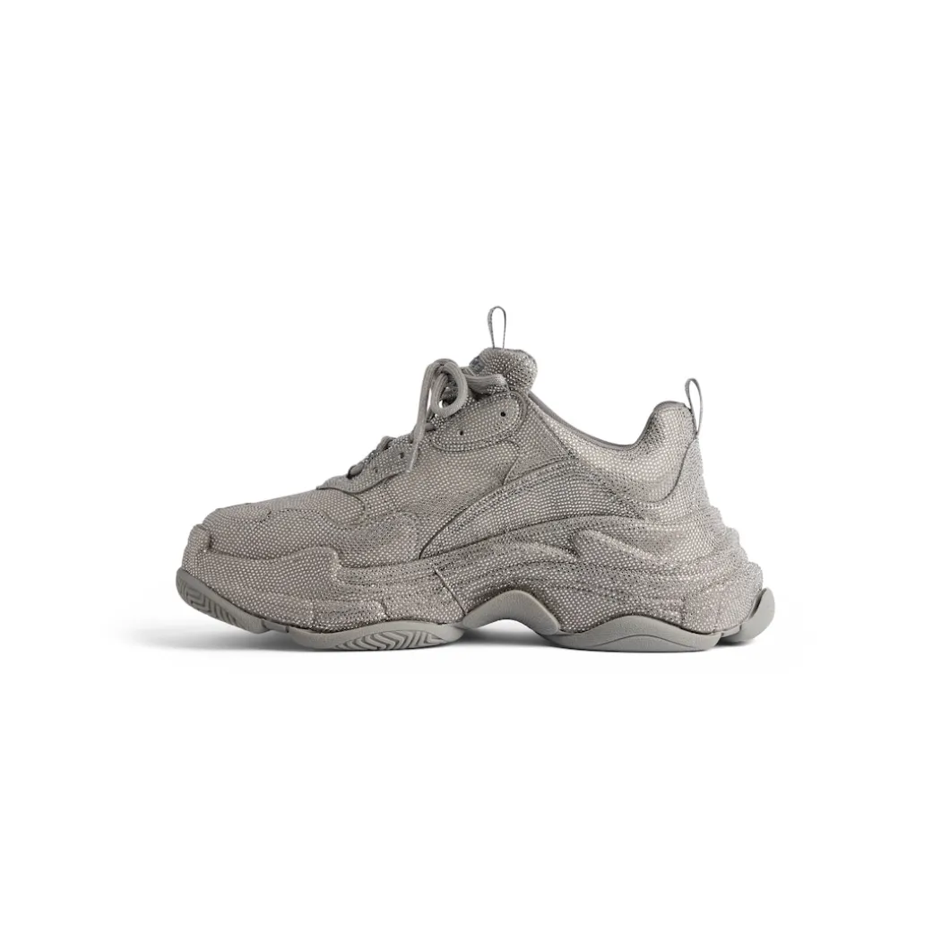 Men's Triple S Sneaker With Rhinestones in Dark Grey