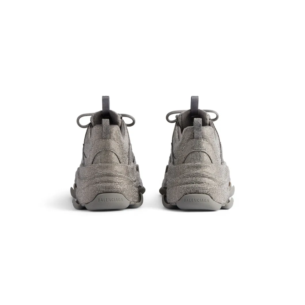 Men's Triple S Sneaker With Rhinestones in Dark Grey