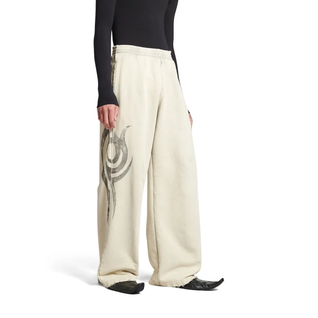 Men's Y2k Baggy Sweatpants in Light Beige