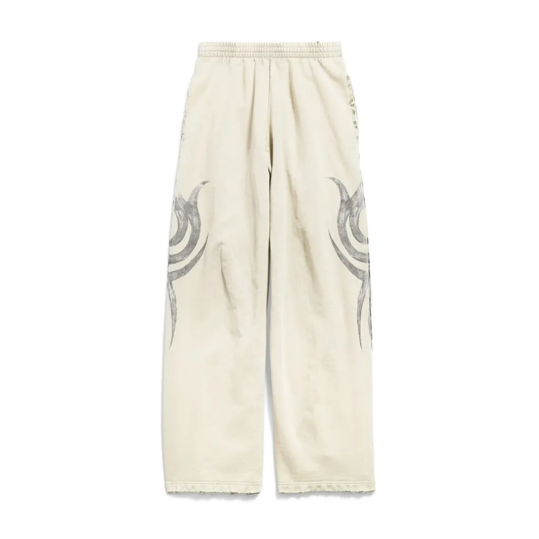 Men's Y2k Baggy Sweatpants in Light Beige