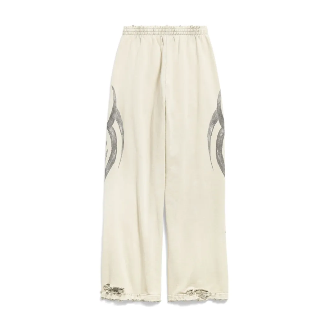 Men's Y2k Baggy Sweatpants in Light Beige