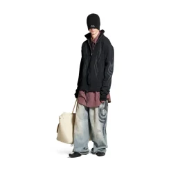 Men's Y2k Zip-up Cardigan in Black