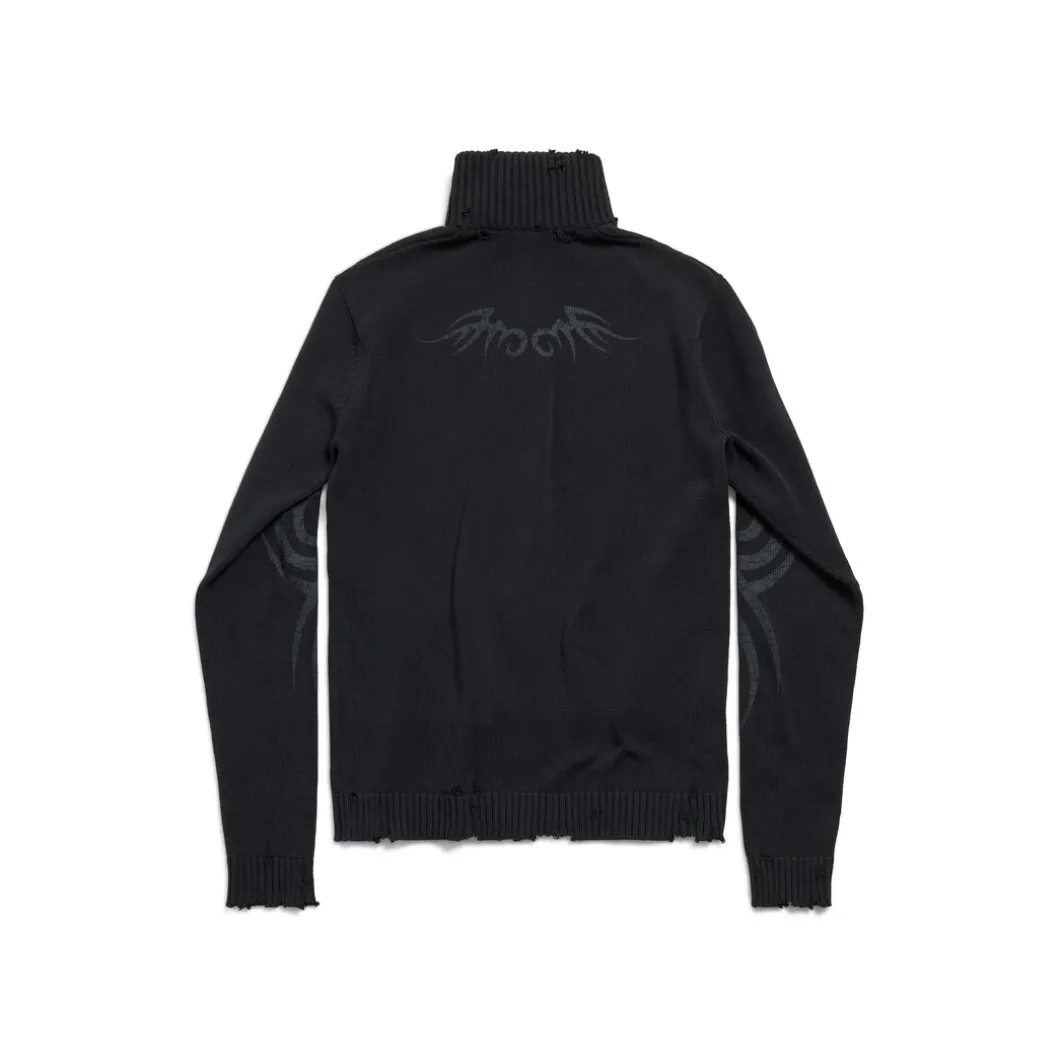 Men's Y2k Zip-up Cardigan in Black