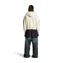 Men's Y2k Zip-up Hoodie Regular Fit in Light Beige