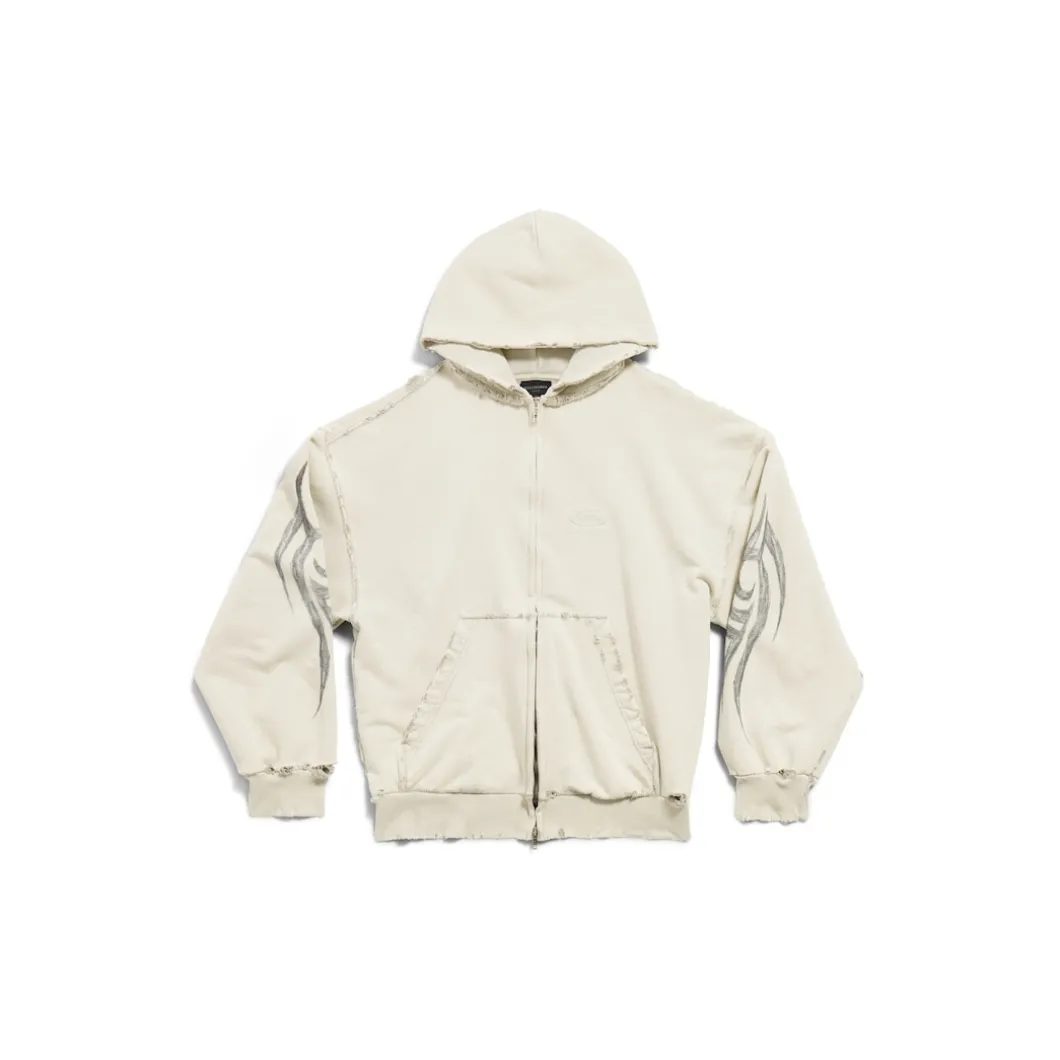 Men's Y2k Zip-up Hoodie Regular Fit in Light Beige