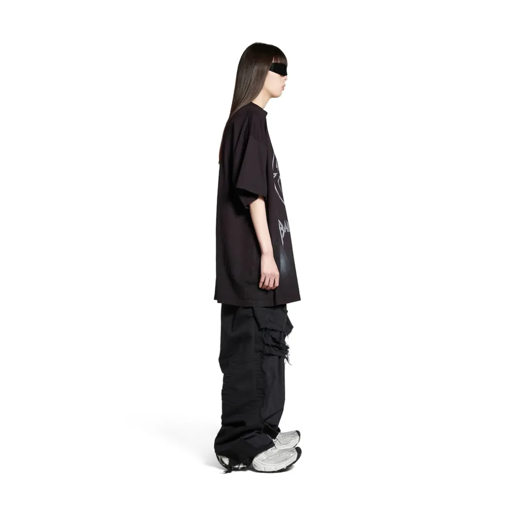 Metal Bb Stencil T-shirt Oversized in Black/white