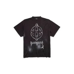 Metal Bb Stencil T-shirt Oversized in Black/white