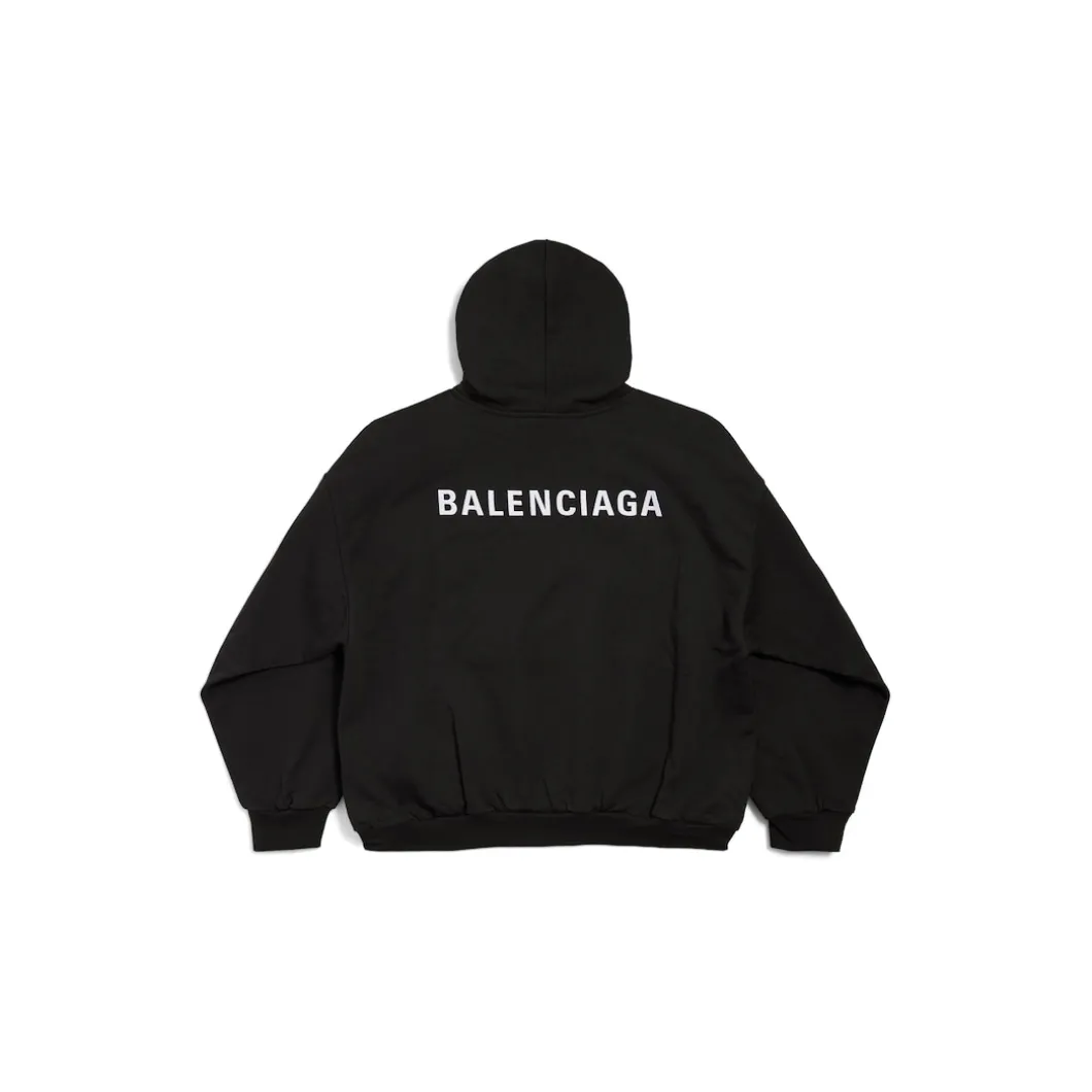 New Balenciaga Back Hoodie Medium Fit in Black