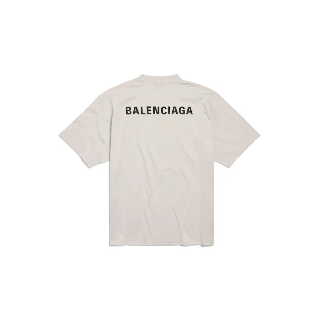 New Balenciaga Back T-shirt Medium Fit in Off White