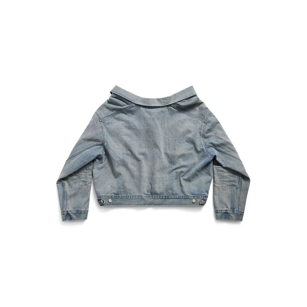 Off Shoulder Jacket in Light Blue