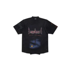 Paris Moon Upside Down T-shirt Oversized in Black Faded