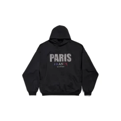 Paris Strass Hoodie Large Fit  in Black