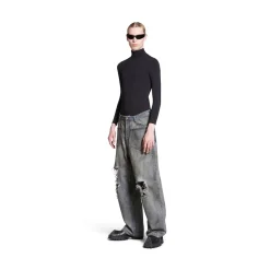 Patched Pockets Baggy Jeans in Blue