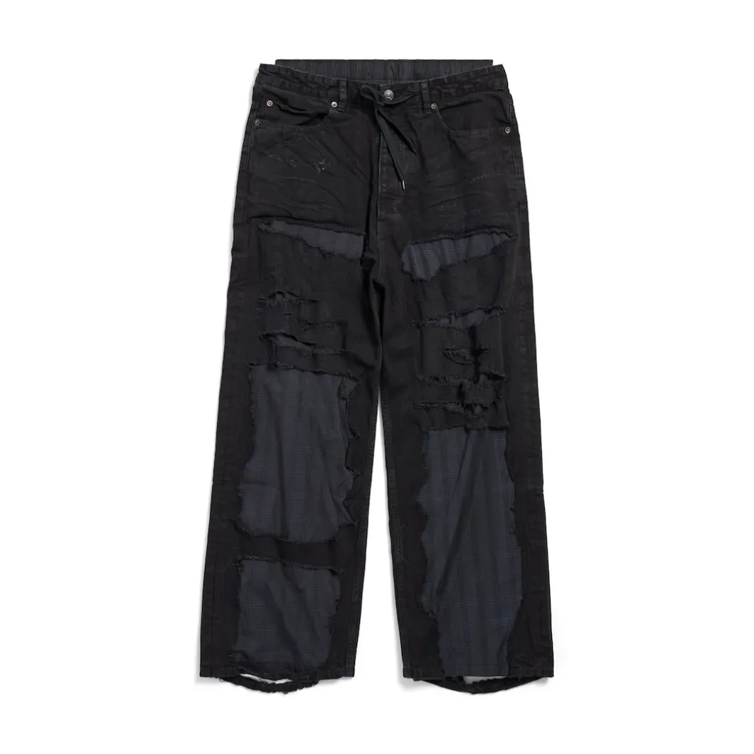 Patchwork Pyjama Pants in Black