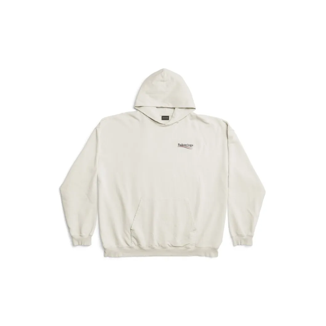 Political Campaign Hoodie Large Fit in Off White