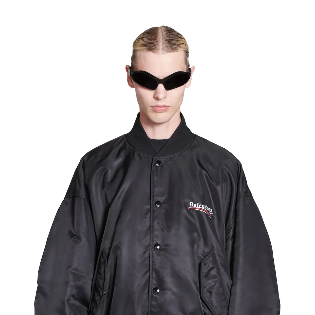 Political Campaign Varsity Jacket in Black