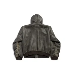 Shearling Zip-up Hoodie Large Fit in Brown