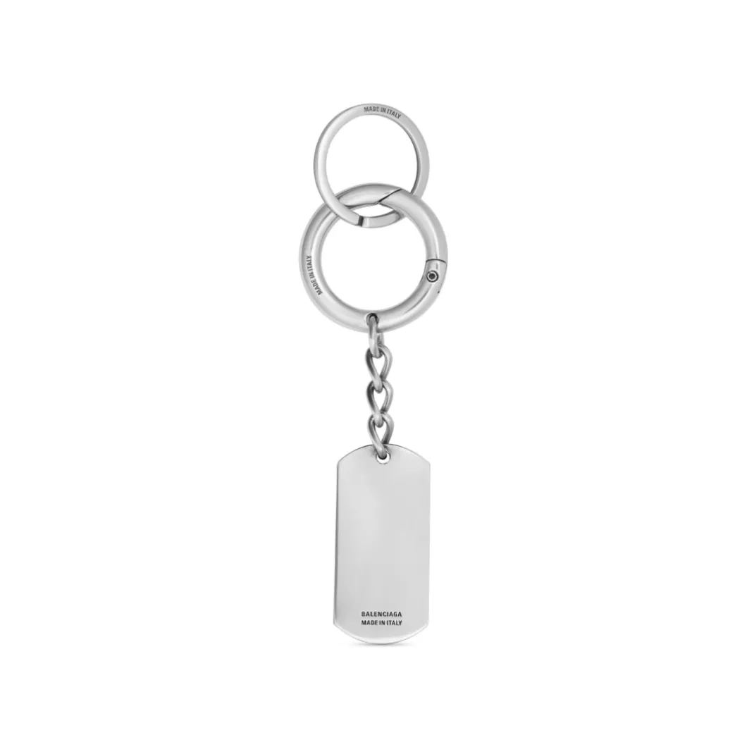 Tags Keychain in Antique Silver