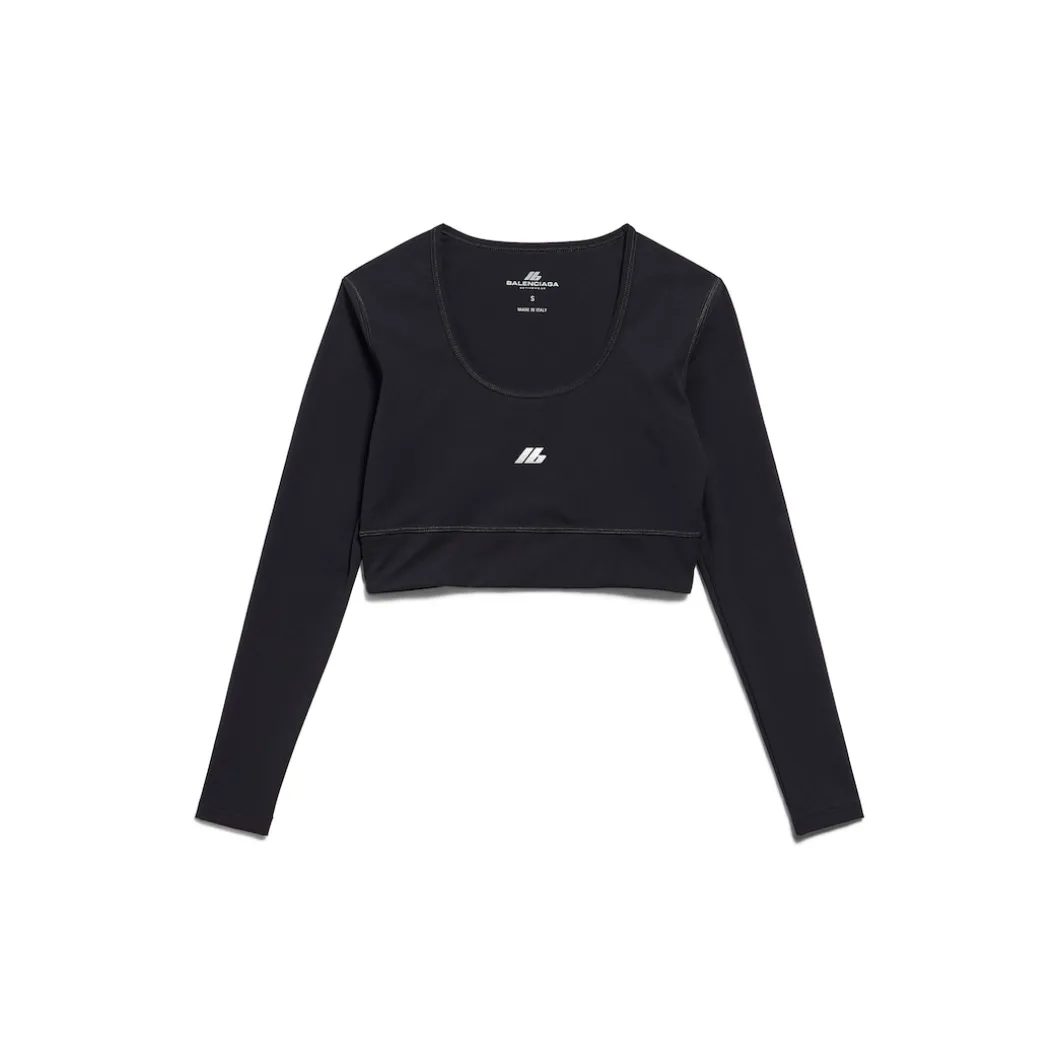Women's Activewear Long Sleeve Sports Bra in Black