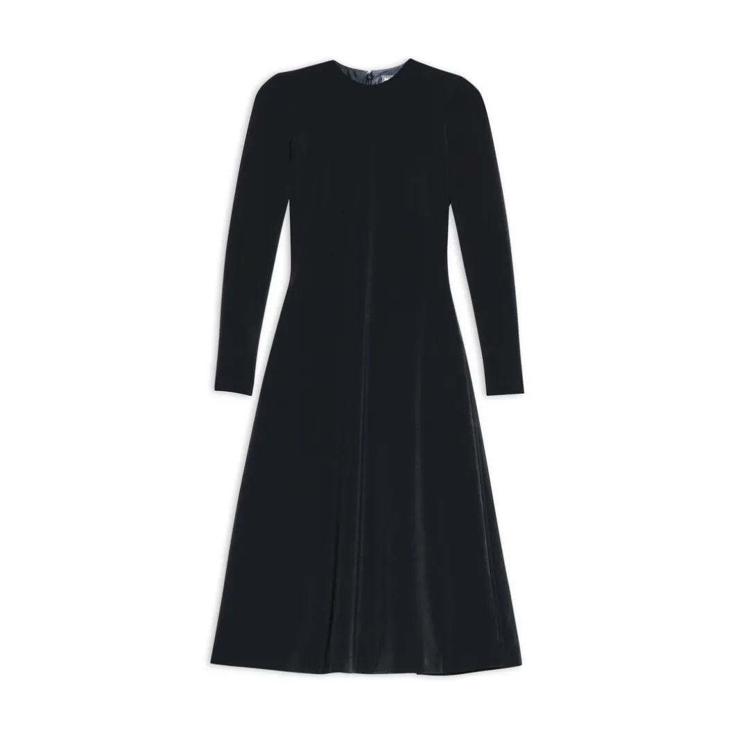 Women's A-line Crewneck Dress in Black