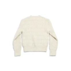 Women's Allover Furry Fitted Sweater in Light Beige