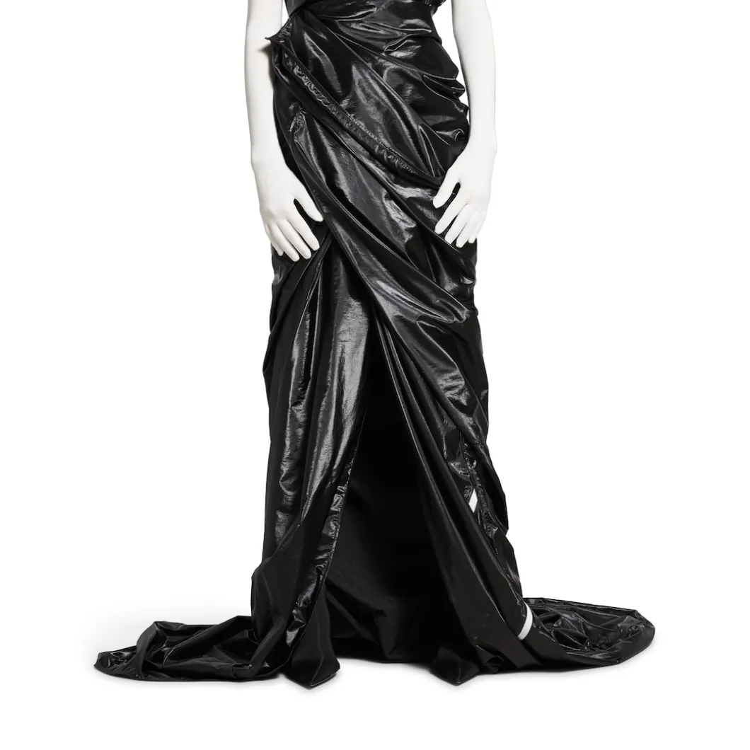 Women's Asymmetric Bustier Gown in Black