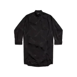 Women's Bal Diagonal Allover Long Sleeve Cocoon Dress in Black